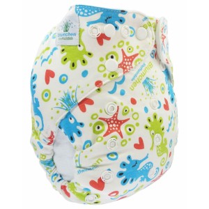 Blümchen Kuschelwindel Onesize (3-15kg) BUNT Snap *einzeln*