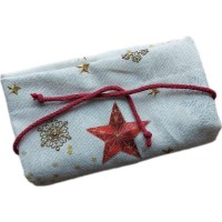 Geschenksäckchen mit Kordel Sterne Rot & Gold