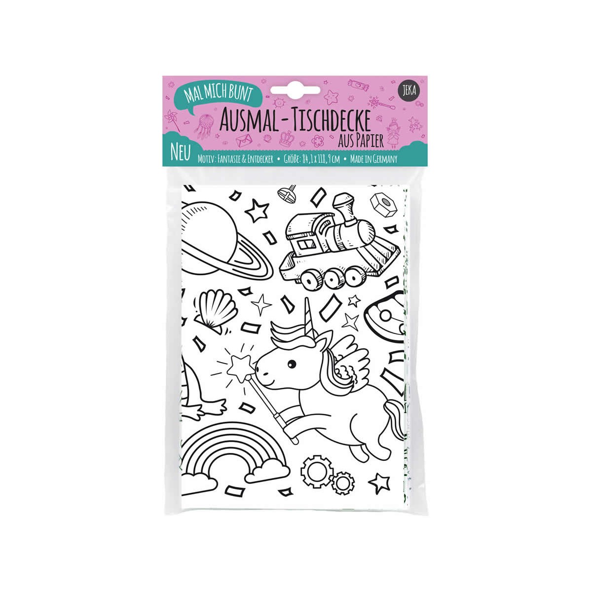 Ausmal-Tischdecke aus Papier Fantasie & Entdecker