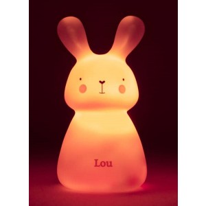 Nachtlicht Häschen Lou LED-Micro-USB Rosa