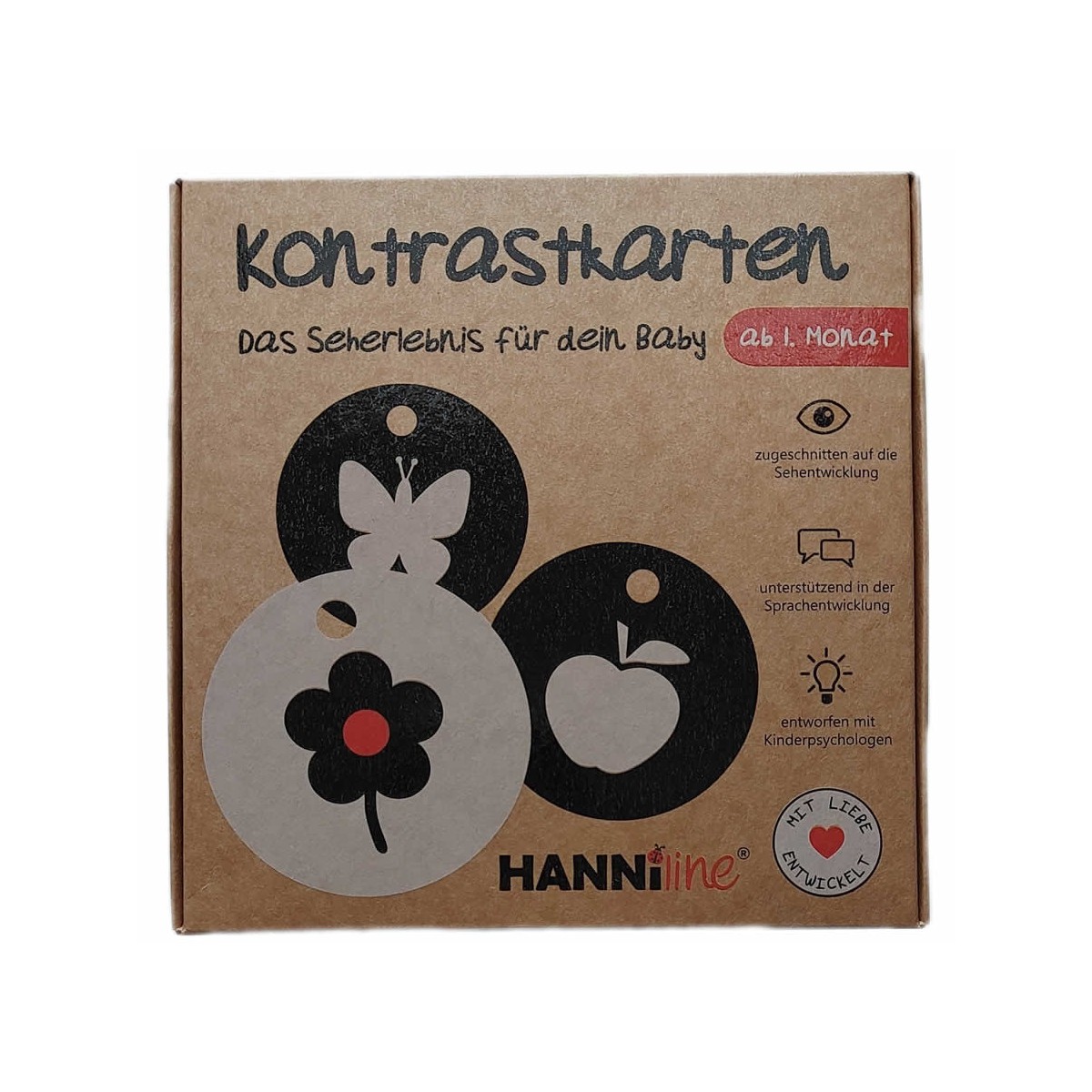 Kontrastkarten für Babys ab 1. Monat