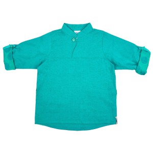 ManyMonths ECO Hempies Mandarin Collar Shirt Turquoise Lake