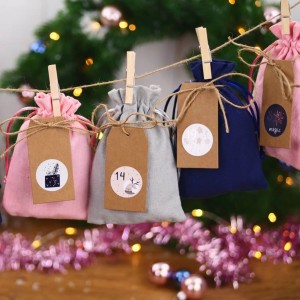 Adventskalender Stoffsäckchen zum Basteln & Befüllen Pastell