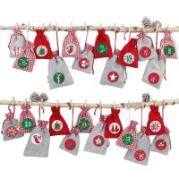Adventskalender Stoffsäckchen zum Basteln & Befüllen Rot-Grün