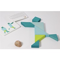 Grimms Steckspiel aus Holz Tangram Türkis 9 Teile