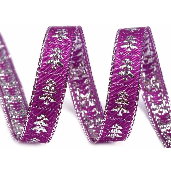 Geschenkband weihnachtlich Breite 10 mm mit Lurex Tannenbaum