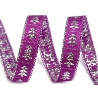 Geschenkband weihnachtlich Breite 10 mm mit Lurex Tannenbaum