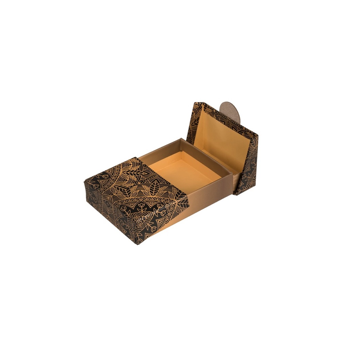 Geschenkbox Ethno-Stil Schwarz-Gold 12 x 8 cm