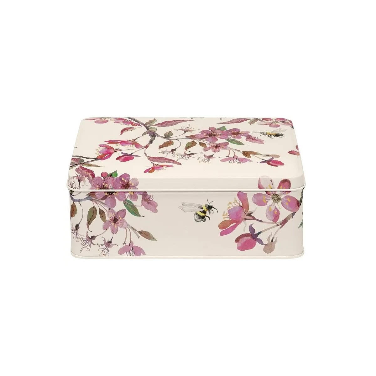 Rechteckige Metallbox Blossom Creme-Rosa