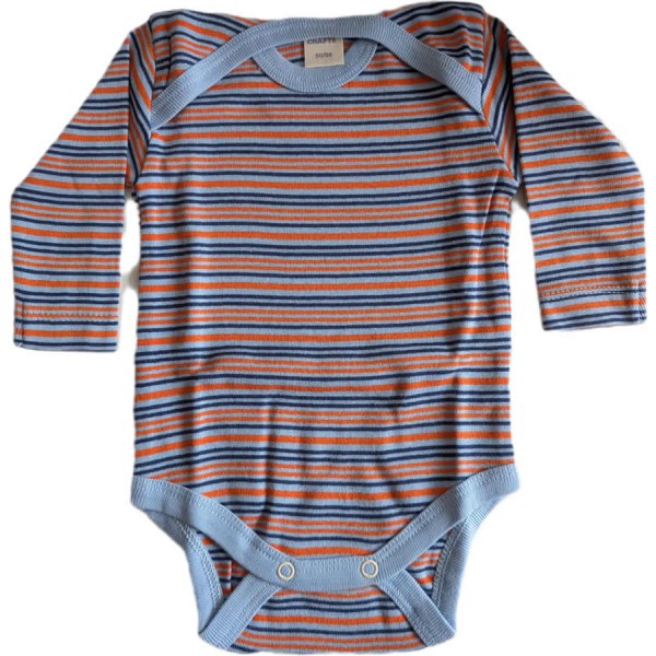 Living Crafts Babybody langarm Bio-BW Ringel blau-orange