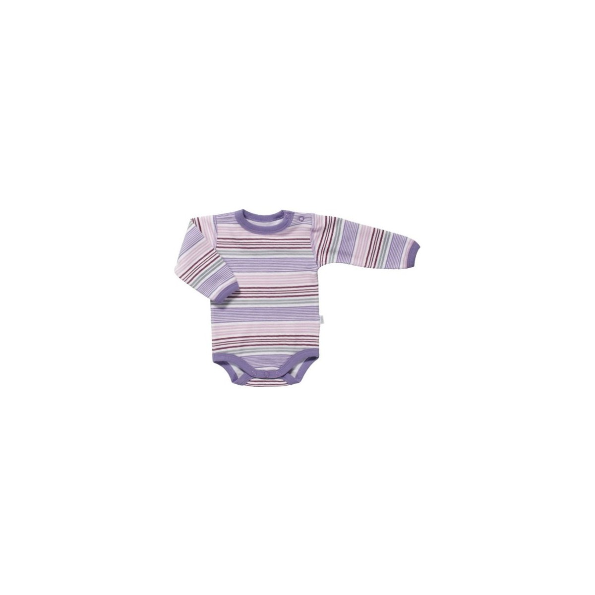 Babybody langarm Ringel lila Wolle/Baumwolle